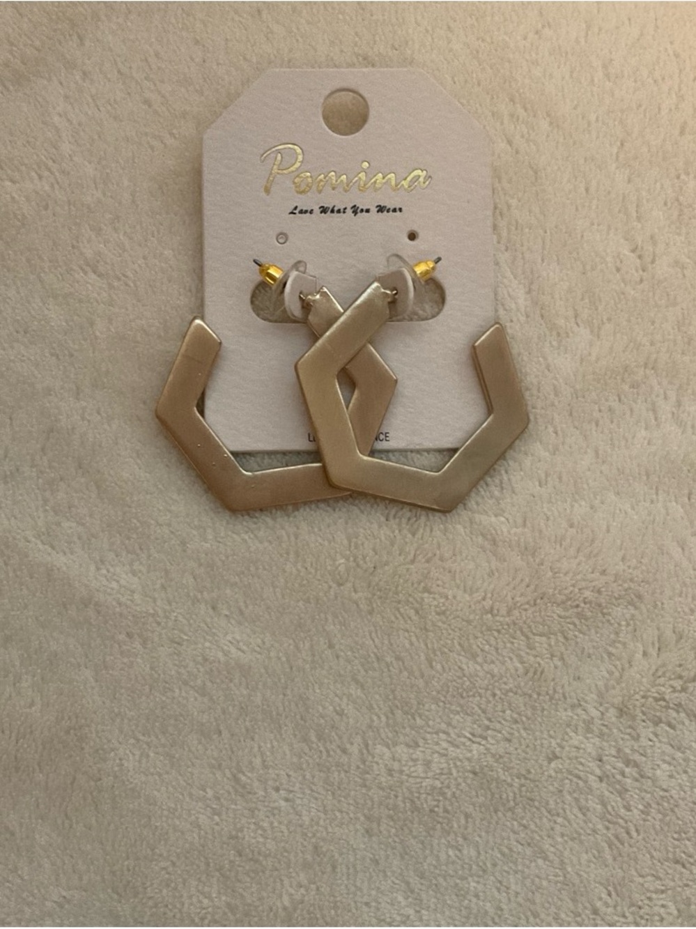 Pomina Cream Geometric Hexagon Drop Earrings